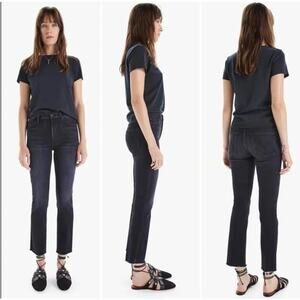 MOTHER High Waisted Rascal Ankle Snipped Skinny Cropped Jeans Sz 24 Black